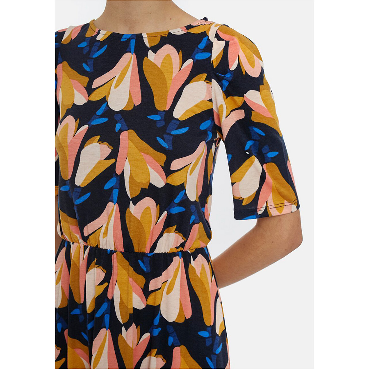 Платье La Redoute С принтом короткие рукава миди XS синий, размер XS - фото 5
