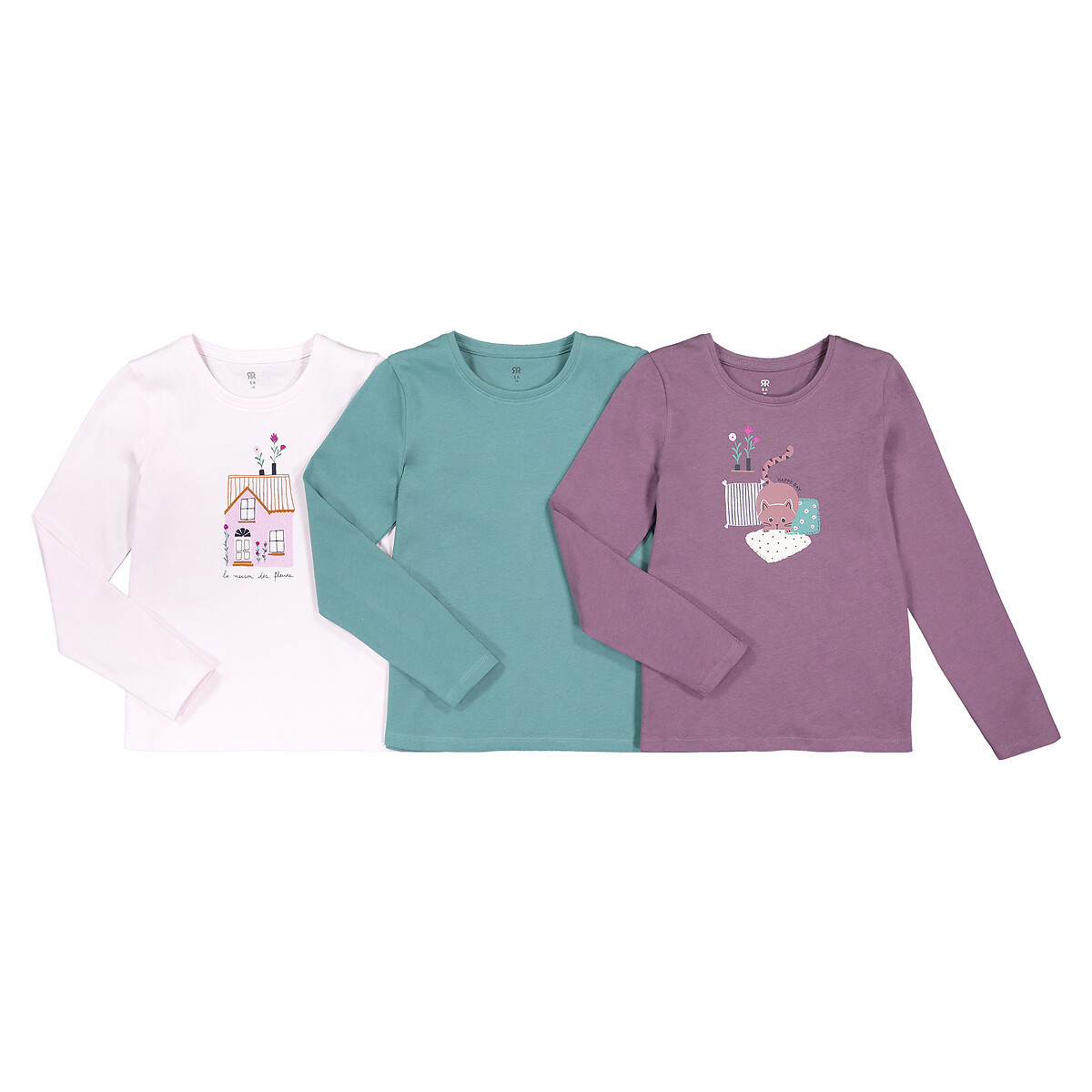 Комплект из 3 футболок из LaRedoute Биохлопка 3-12 лет 4 года - 102 см розовый, размер 4 года - 102 см