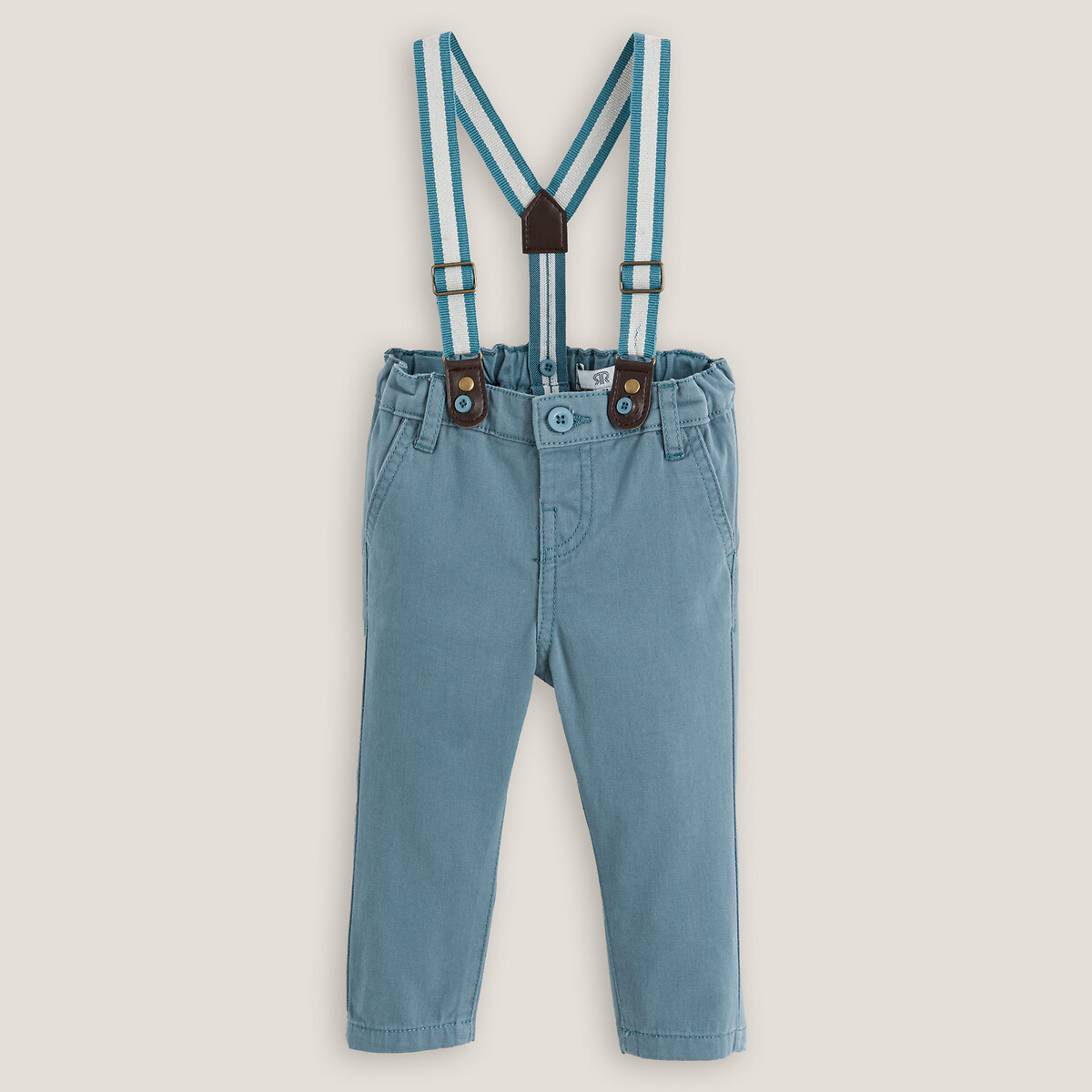 Комплект из двух вещей рубашка LA REDOUTE COLLECTIONS брюки на лямках 4 года - 102 см бежевый, размер 4 года - 102 см - фото 2