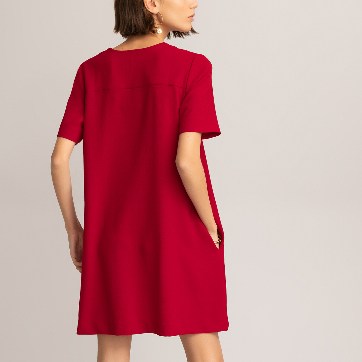 Расклешенное La Redoute Платье с V-образным вырезом и коротким рукавом 42 (FR) - 48 (RUS) красный, размер 42 (FR) - 48 (RUS) Платье с V-образным вырезом и коротким рукавом 42 (FR) - 48 (RUS) красный - фото 4