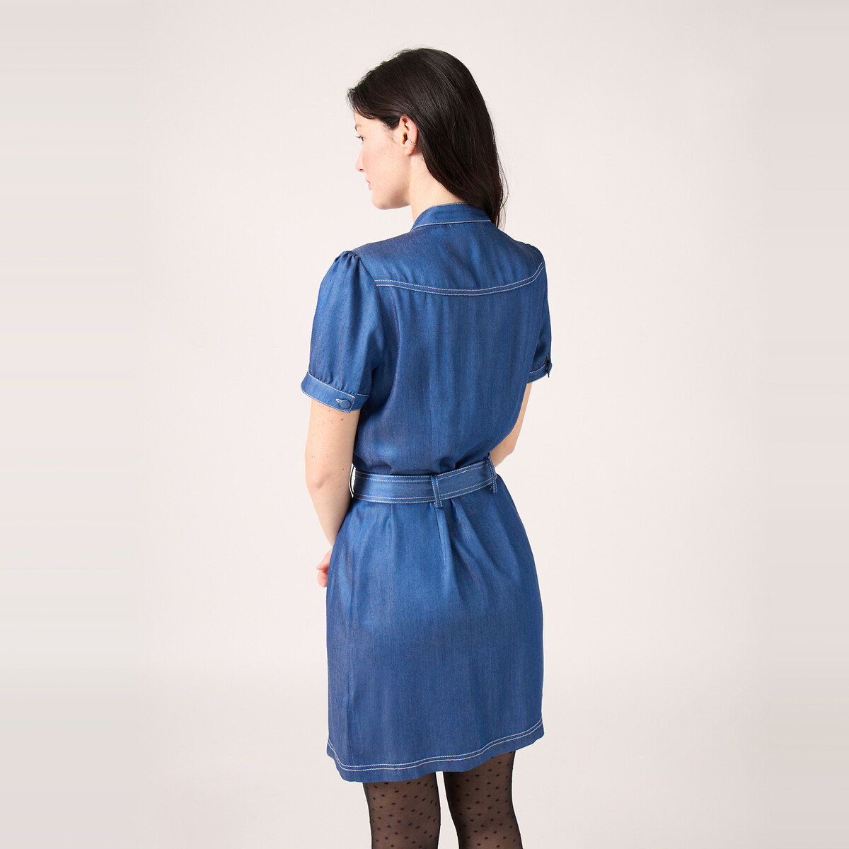 Платье Из вискозы на пуговицах спереди с ремешком 48 синий LaRedoute, размер 48 - фото 3