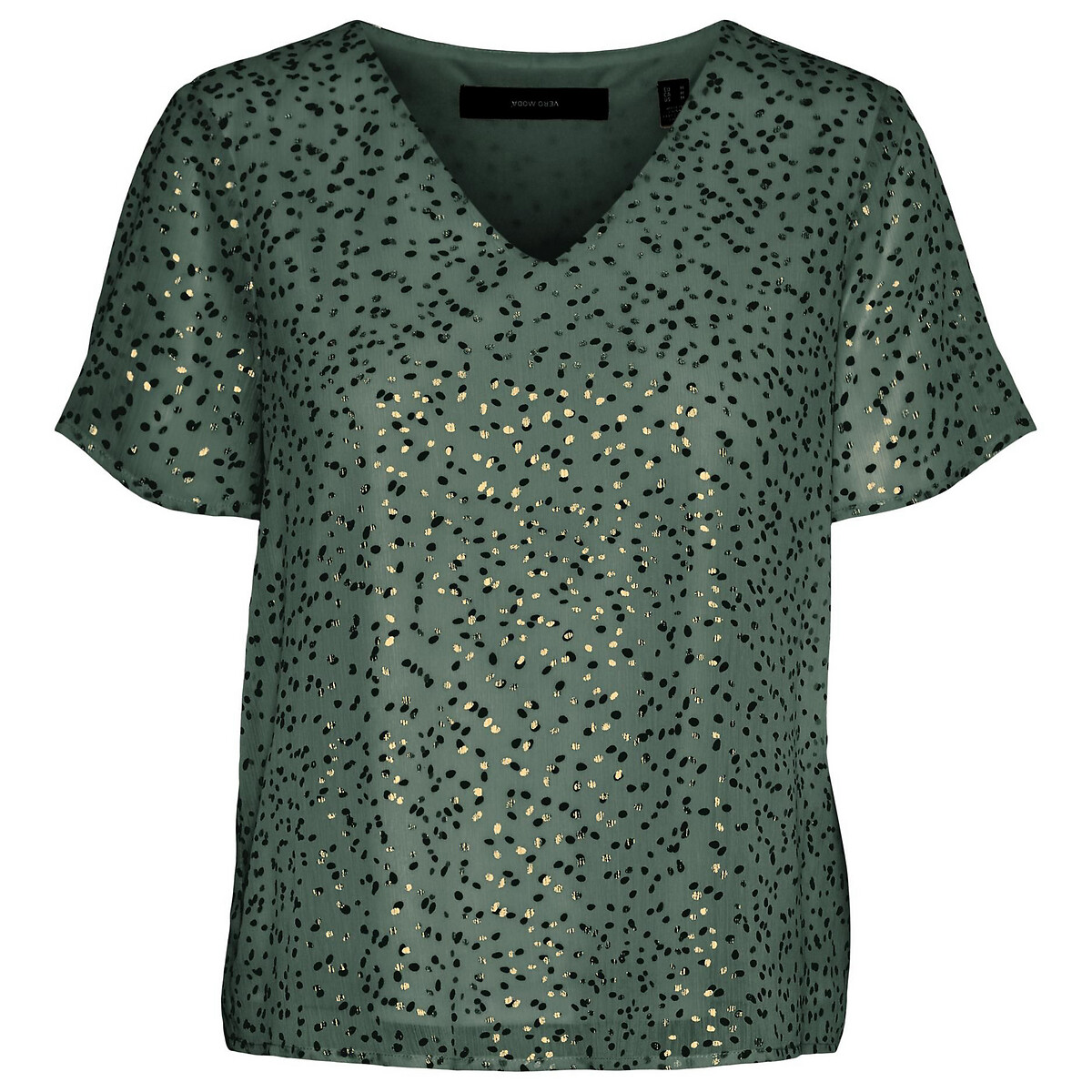 Блузка LaRedoute С короткими рукавами в блестящий горошек XS зеленый, размер XS - фото 5