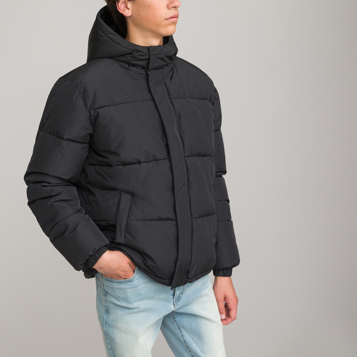 Куртка стеганая утепленная с капюшоном XS черный куртка стеганая утепленная с капюшоном 16 лет 162 см черный