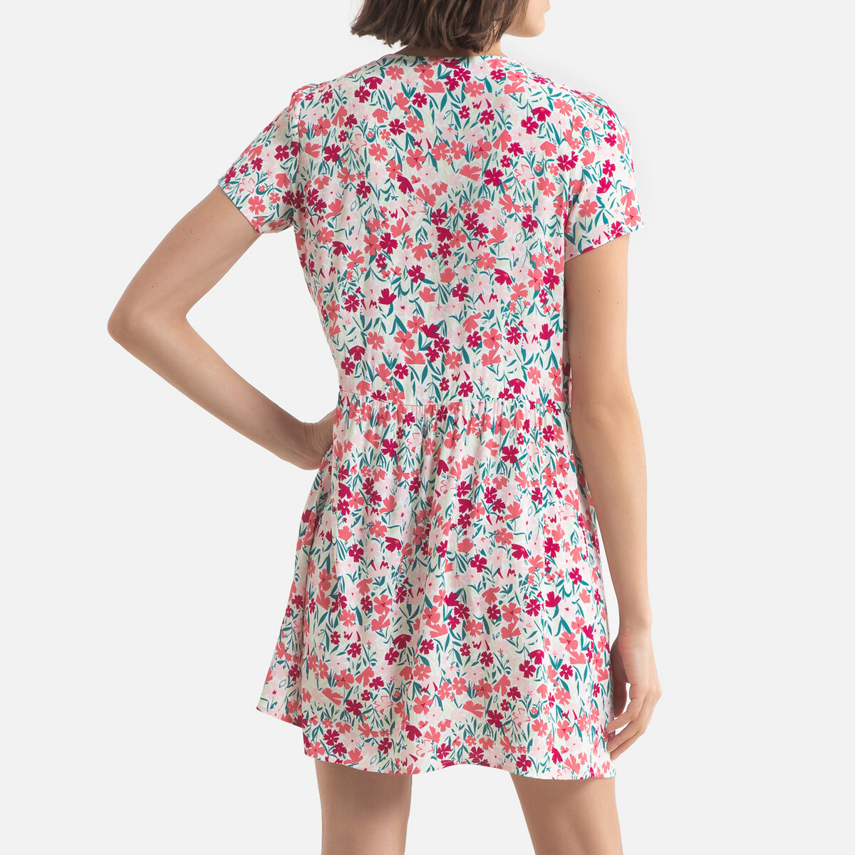 Платье LaRedoute С принтом короткое с короткими рукавами 0(XS) розовый, размер 0(XS) С принтом короткое с короткими рукавами 0(XS) розовый - фото 4