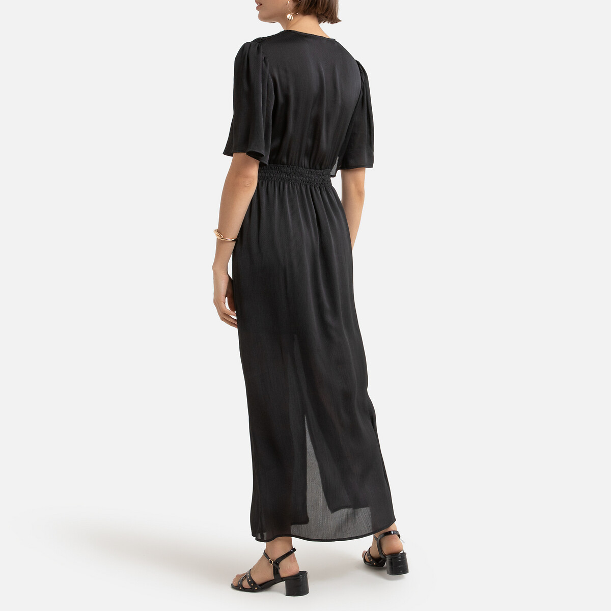 Платье LaRedoute Длинное V-образный вырез короткие рукава 1(S) черный, размер 1(S) Длинное V-образный вырез короткие рукава 1(S) черный - фото 3