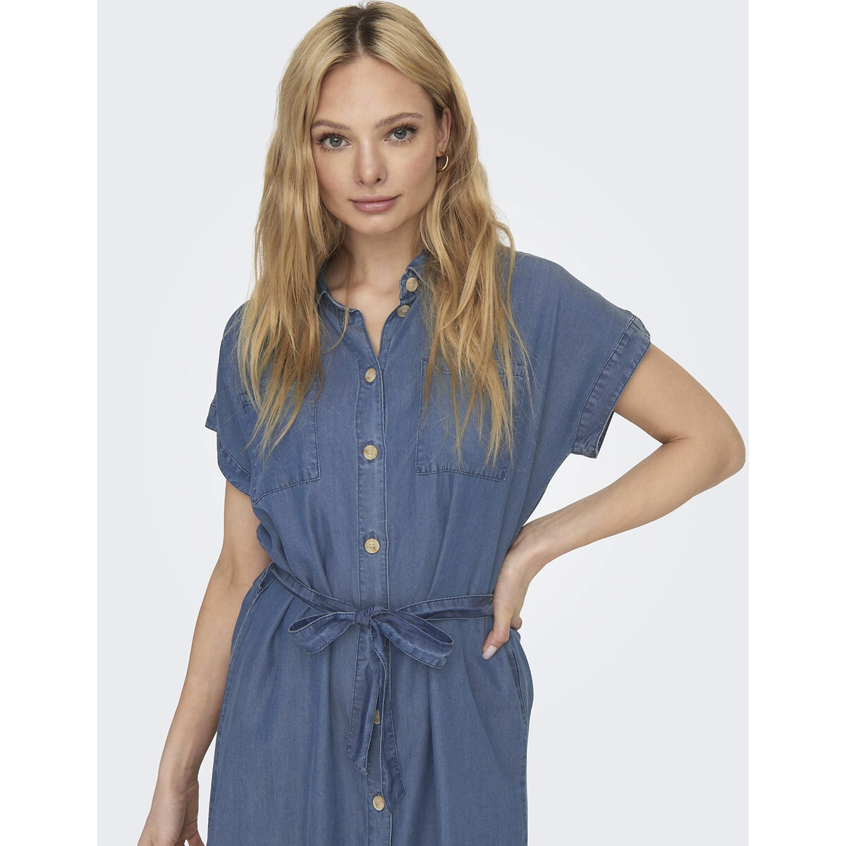 Платье-рубашка с завязками  XS синий LaRedoute, размер XS - фото 2