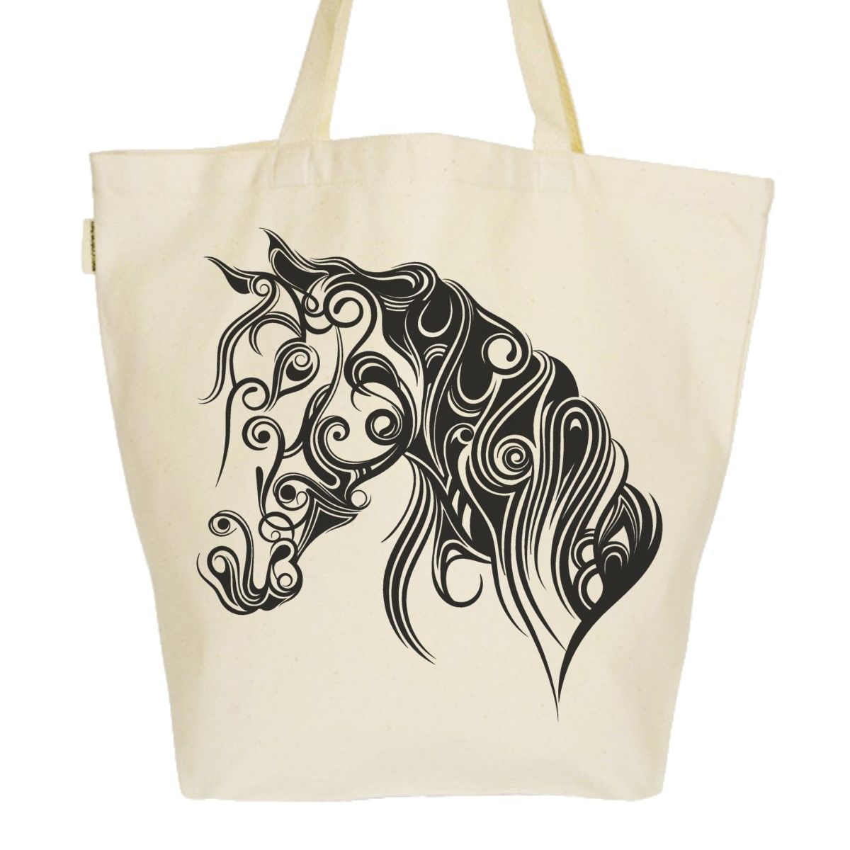 Grand Sac Cabas Fourre-tout Imprimé Toile Bio Tote bag XL - Cheval