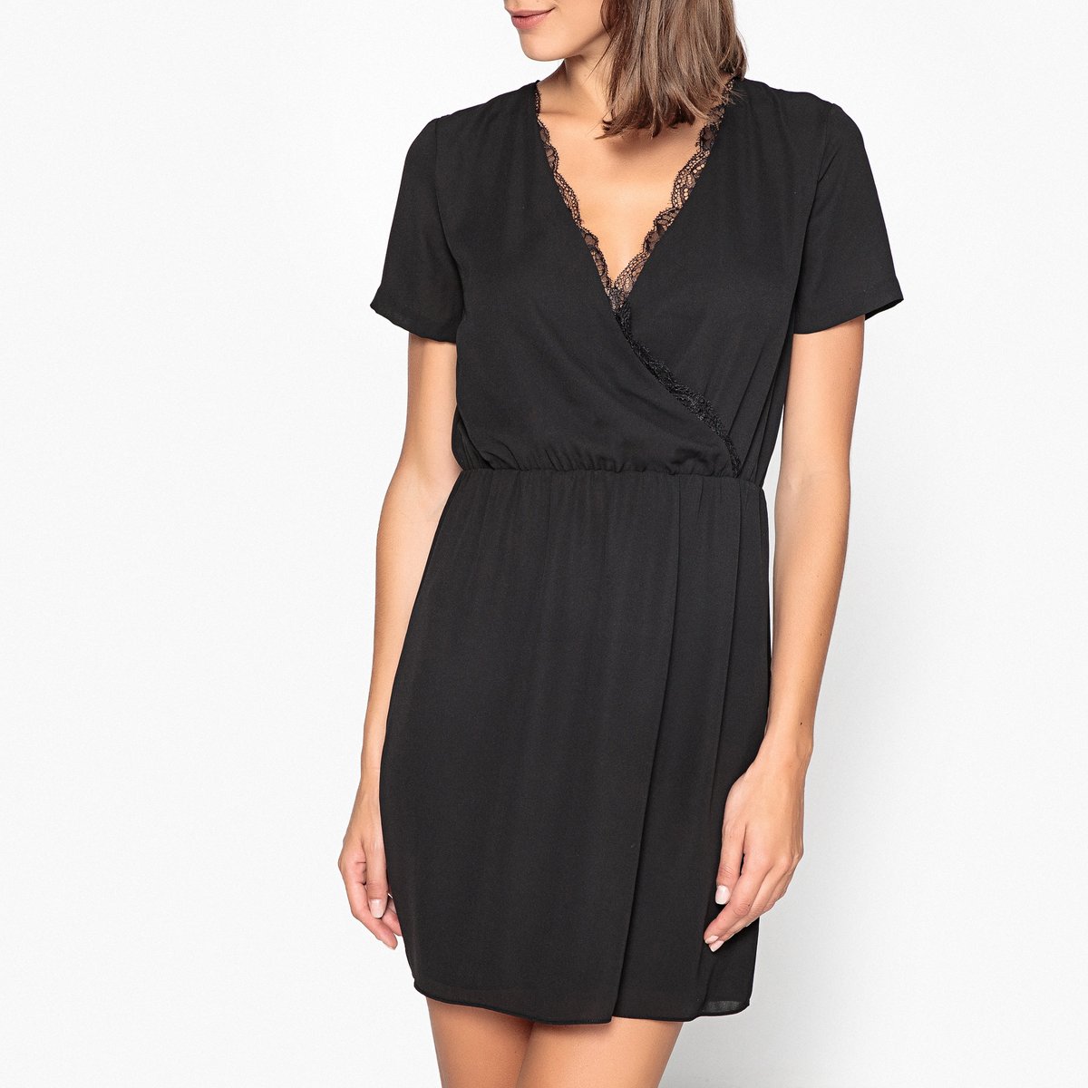 Платье LaRedoute Короткое с короткими рукавами L черный, размер L - фото 1