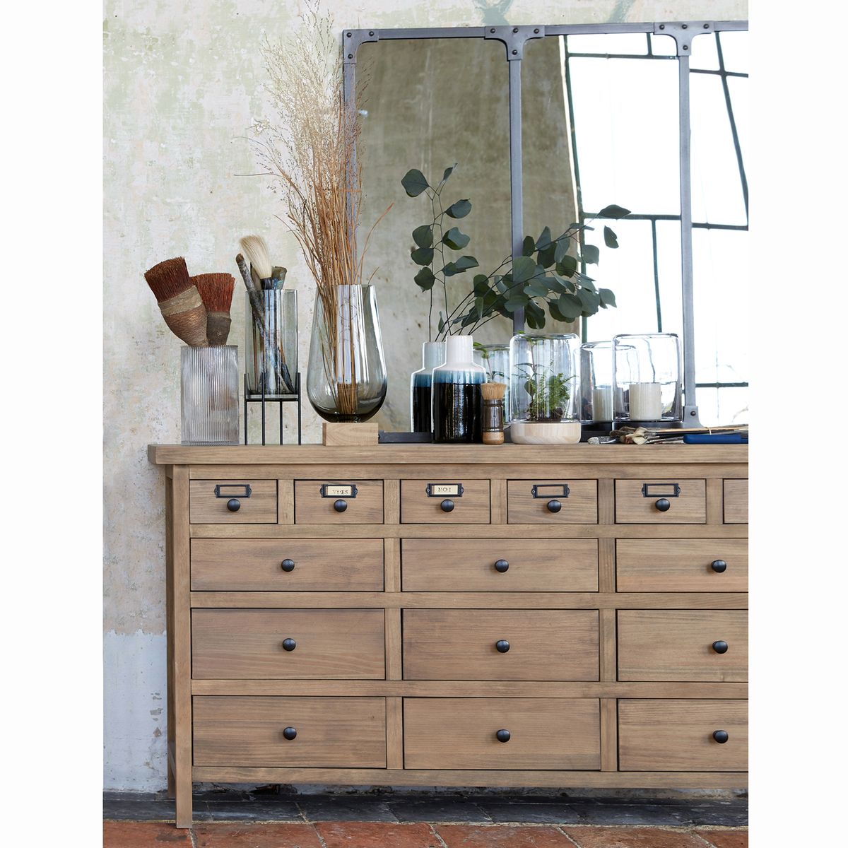 Buffet meuble de métier 15 tiroirs, Lunja