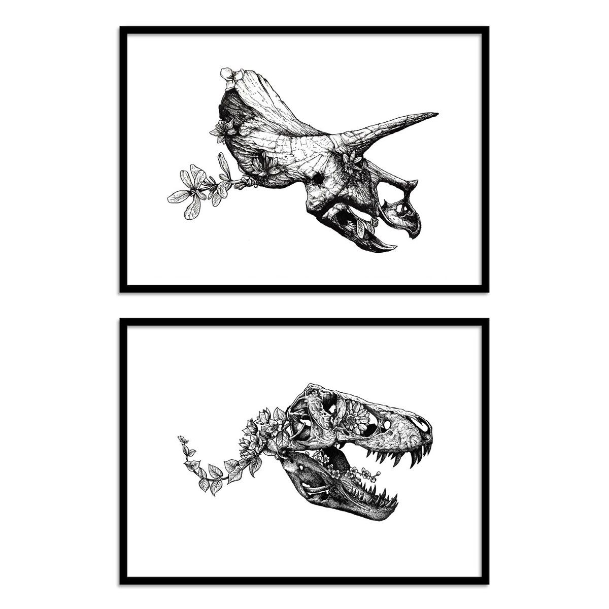 2 Affiches 30x40 cm Dinosaur skullheads