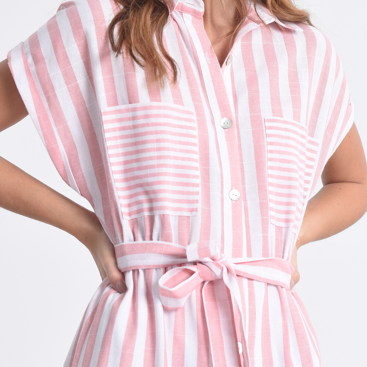 Платье-рубашка MOLLY BRACKEN В полоску с ремешком XS розовый, размер XS - фото 4