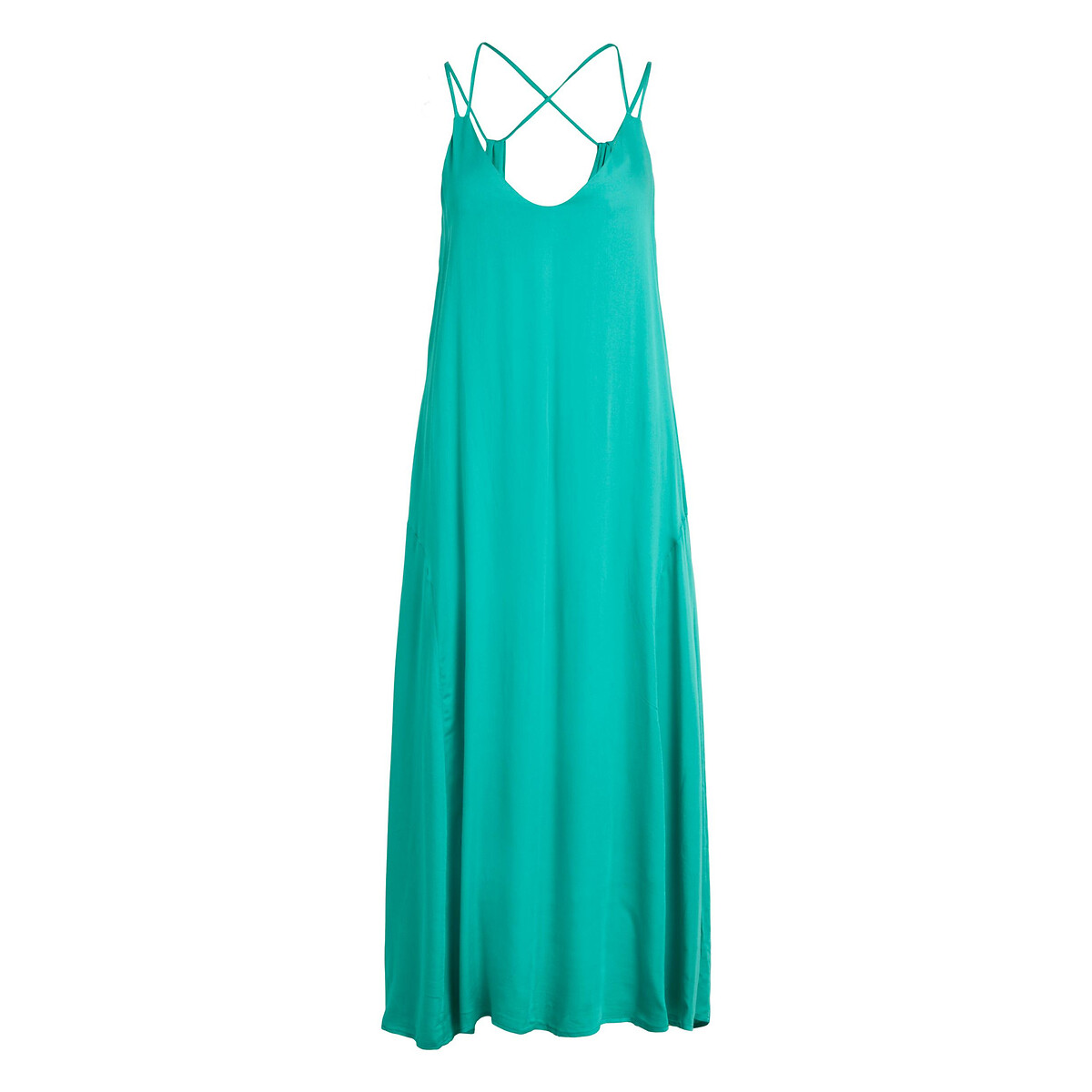 Платье VILA Длинное с тонкими бретелями 44 зеленый, размер 44 - фото 1