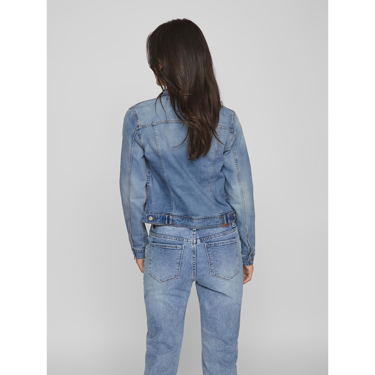 Куртка Короткая прямого покроя из джинсовой ткани XS синий LaRedoute, размер XS - фото 5