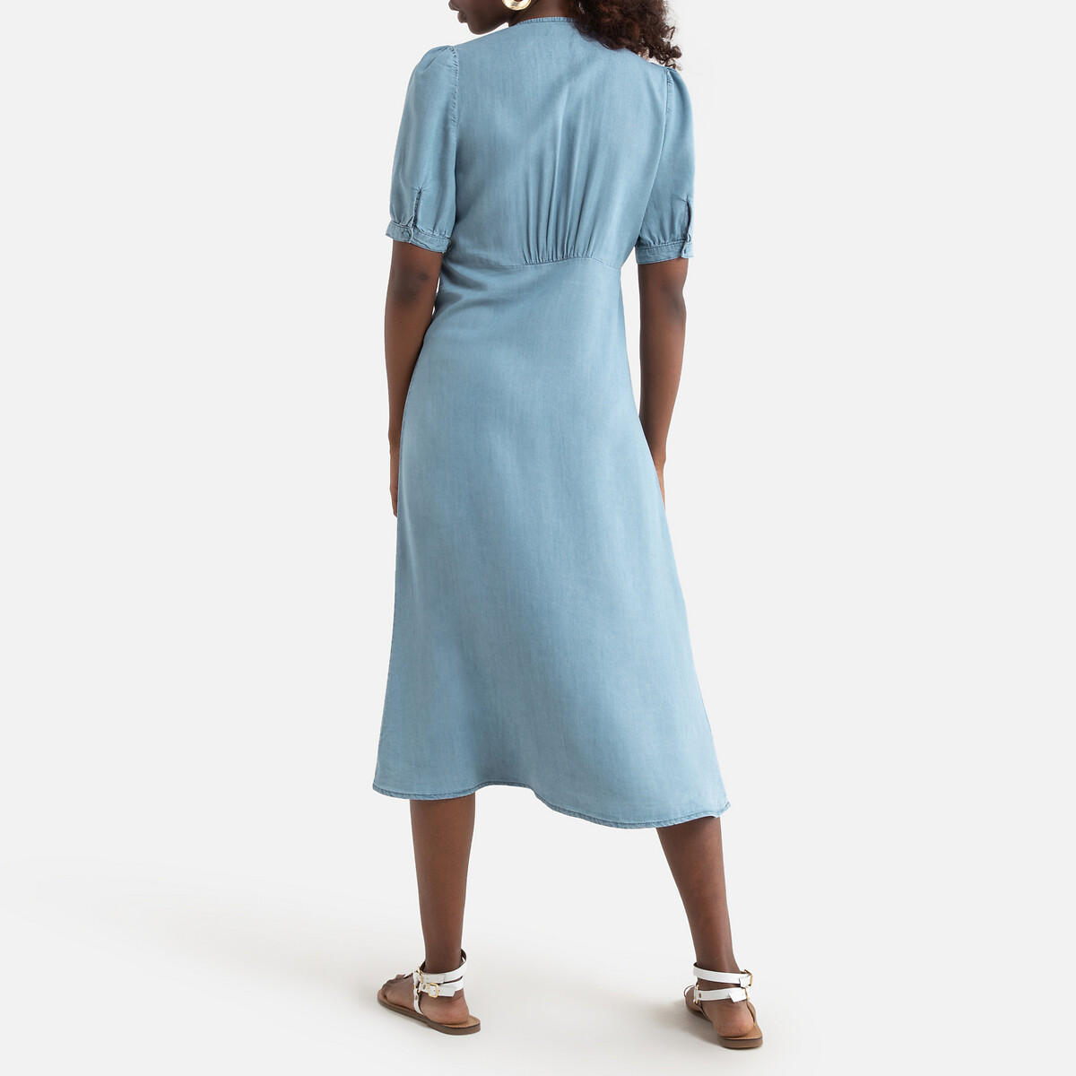 Платье LaRedoute Длинное джинсовое короткие рукава XL синий, размер XL - фото 4