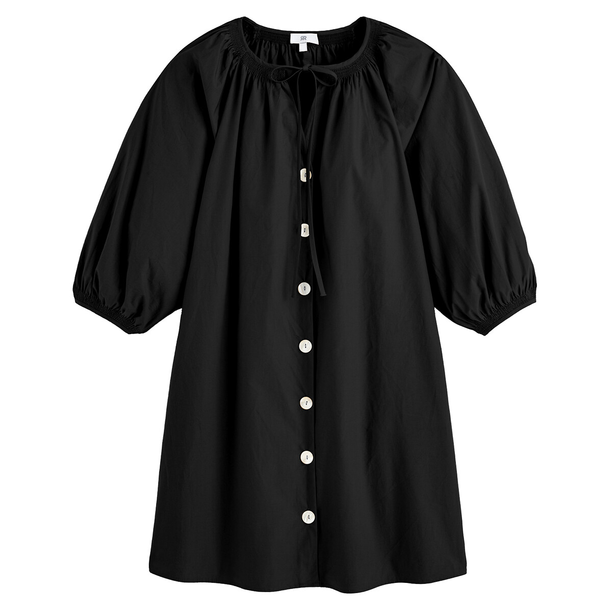 Платье LA REDOUTE COLLECTIONS Расклешенное с застежкой на пуговицы из биохлопка 54 черный, размер 54 - фото 5
