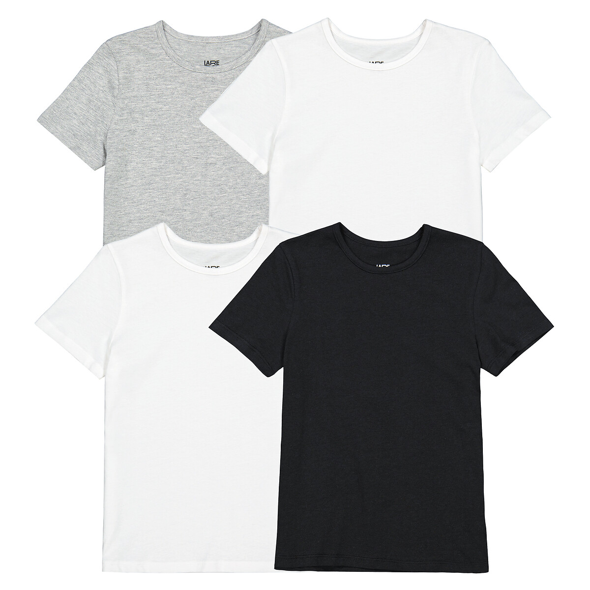 Комплект из четырех футболок однотонных из хлопка 14 лет - 162 см черный комплект из четырех однотонных маек la redoute 14 лет 162 см черный
