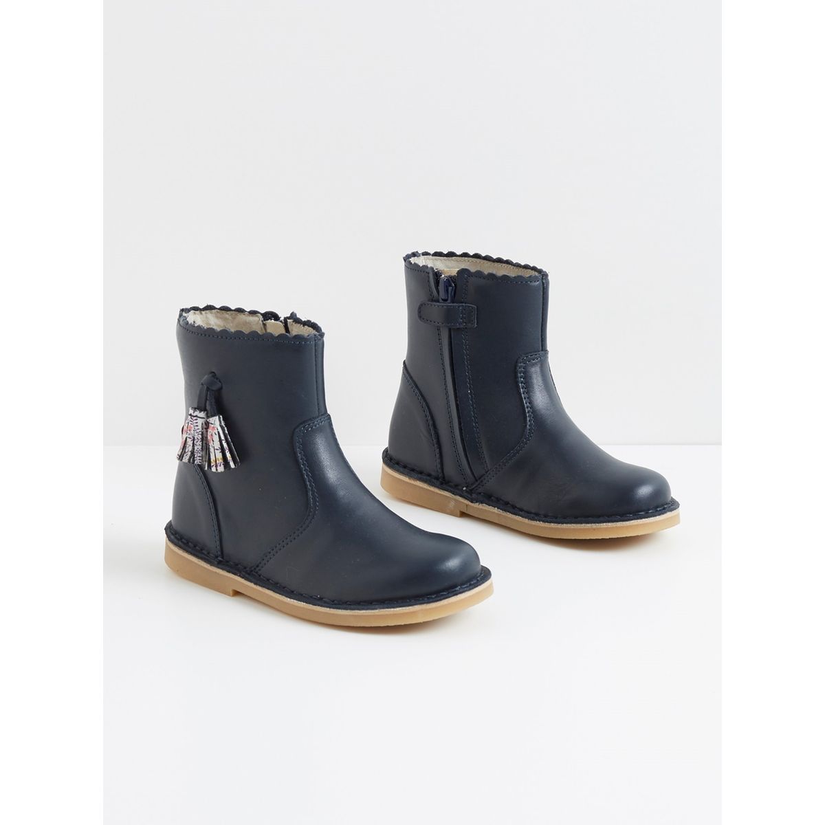 Boots pompons tissu Liberty fille