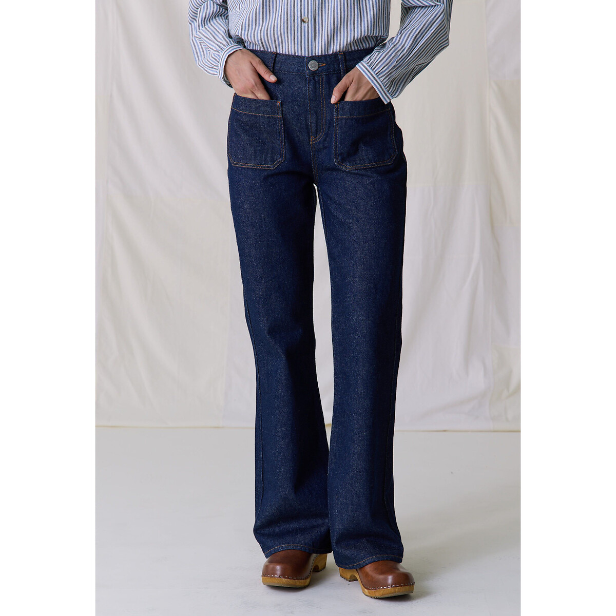 Джинсы прямые с накладными карманами спереди PERFECT PLN1 36 (FR) - 42 (RUS) синий джинсы прямые с эффектом делаве 78 36 fr 42 rus синий