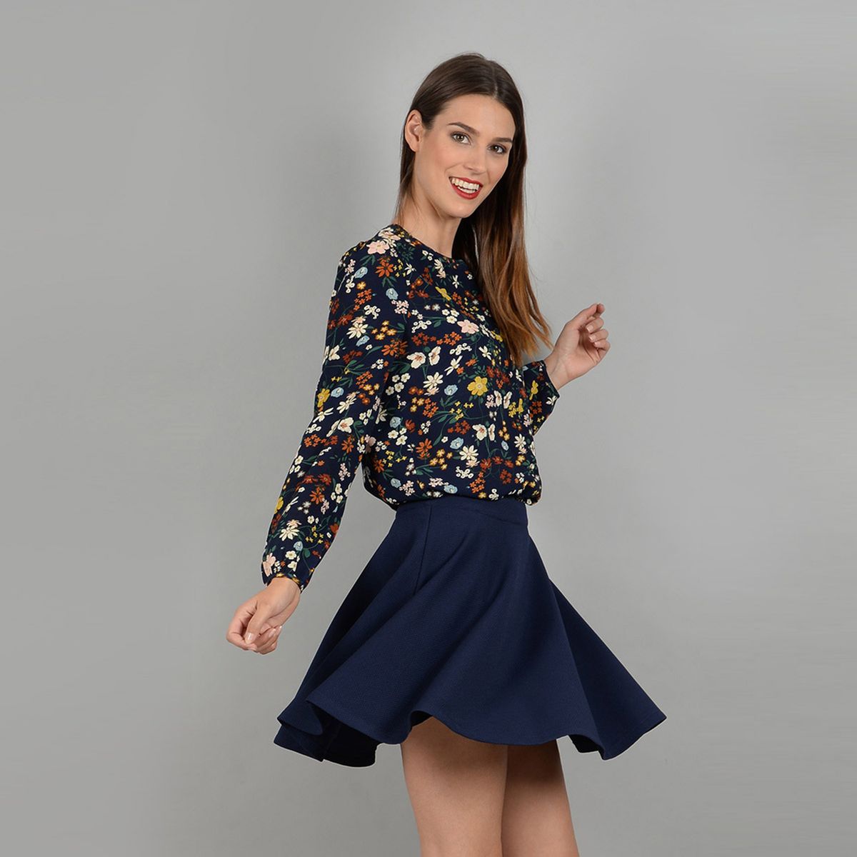 Blouse col rond, manches longues
