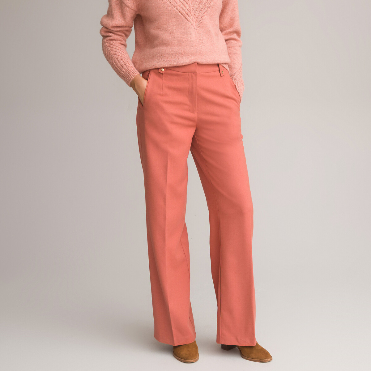 Брюки широкие 42 (FR) - 48 (RUS) розовый брюки дудочки укороченной формы 42 fr 48 rus розовый