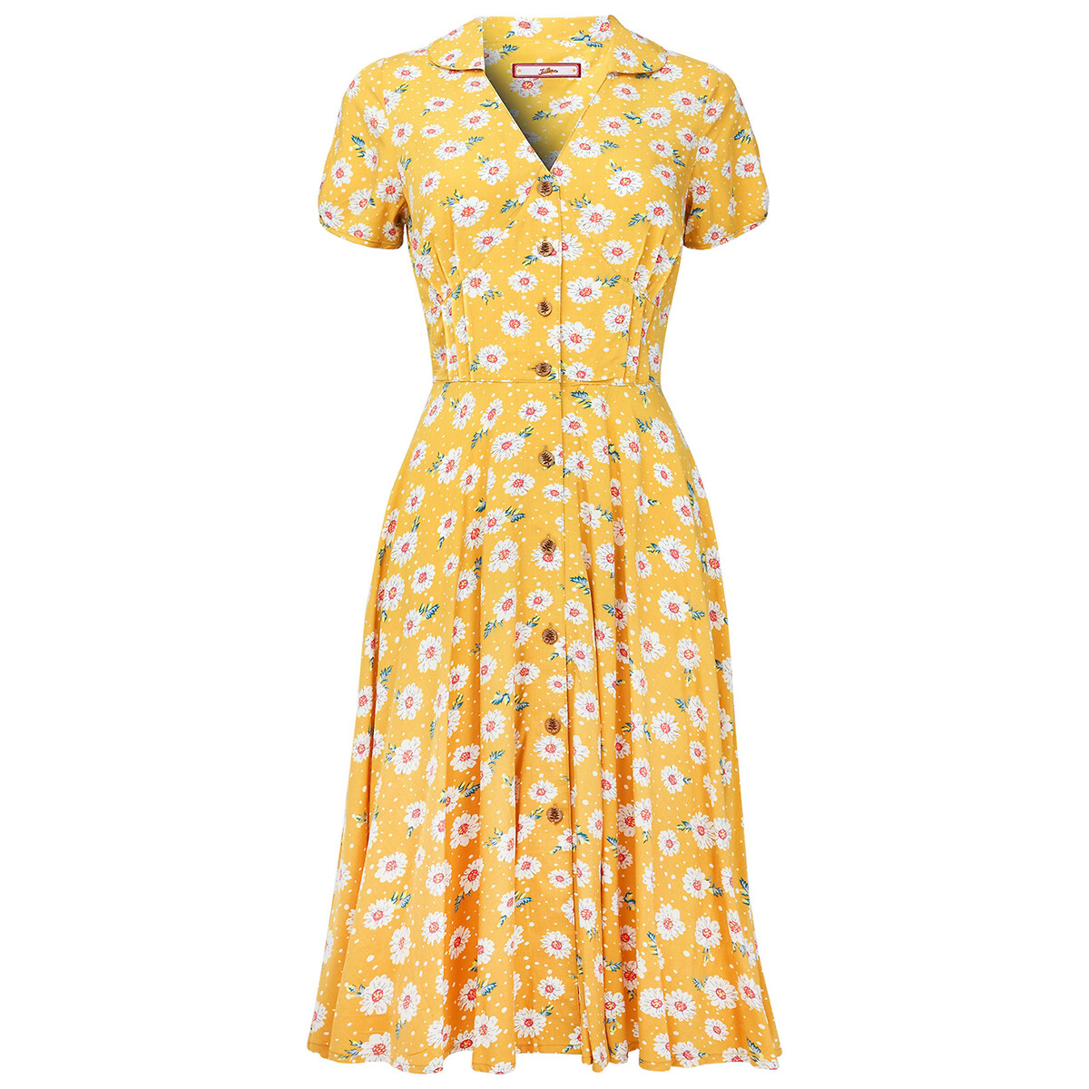 Платье JOE BROWNS С принтом на пуговицах длина ниже колена 48 желтый, размер 48 - фото 5