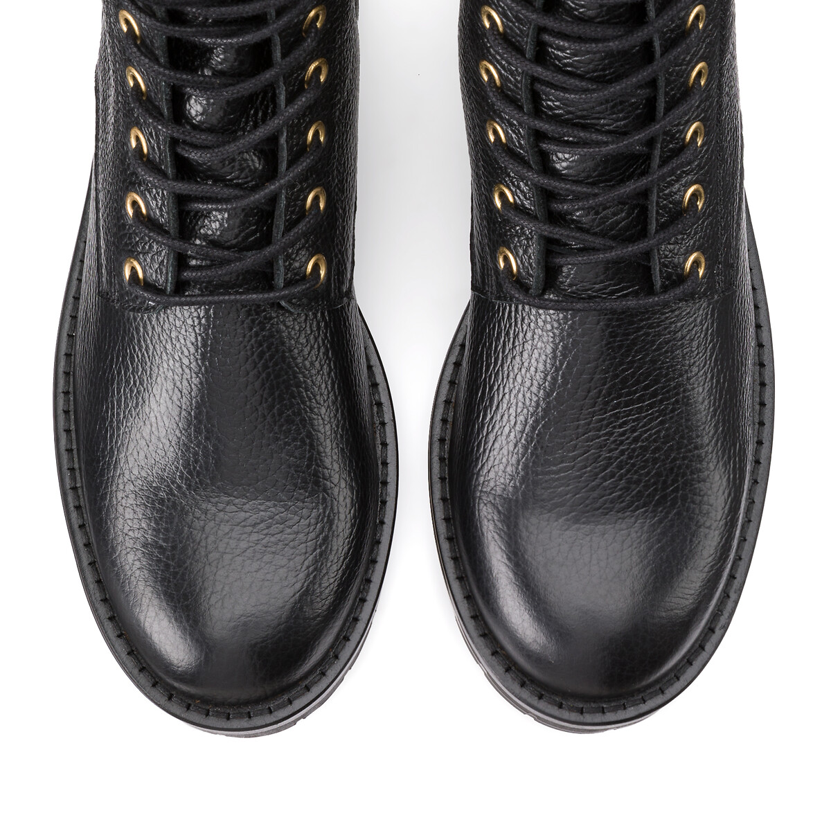 Ботинки LaRedoute На шнуровке из зерненой кожи на рифленой подошве 36 черный, размер 36 - фото 3