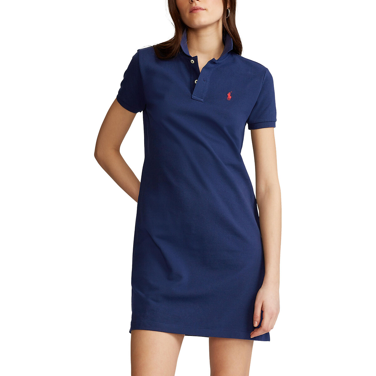 цена Платье-поло короткое с короткими рукавами XL синий