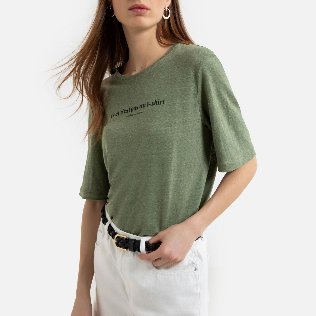 

Футболка La Redoute, Зеленый, С надписью лен S зеленый