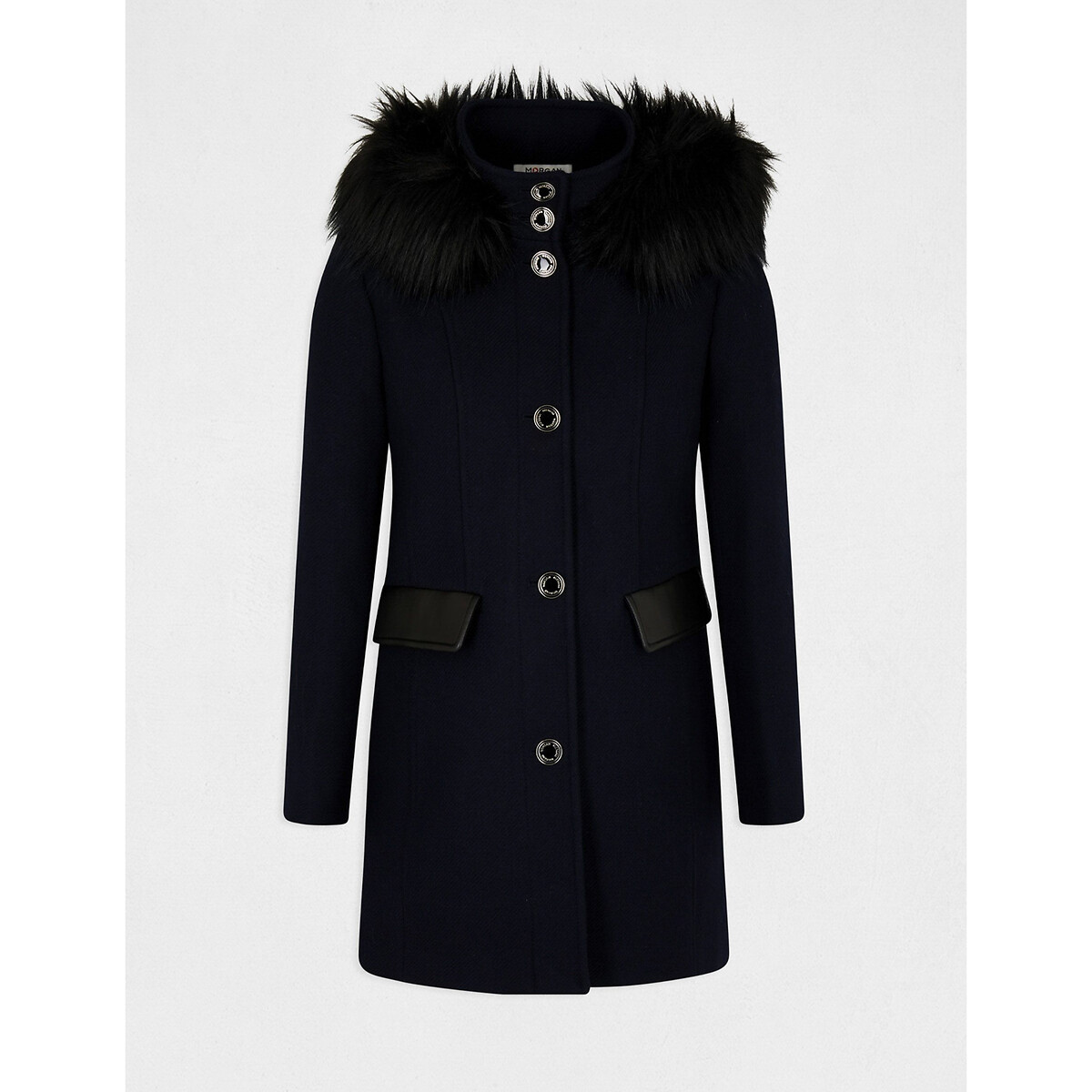 Пальто длинное с капюшоном  40 (FR) - 46 (RUS) синий LaRedoute, размер 40 (FR) - 46 (RUS) Пальто длинное с капюшоном  40 (FR) - 46 (RUS) синий - фото 5