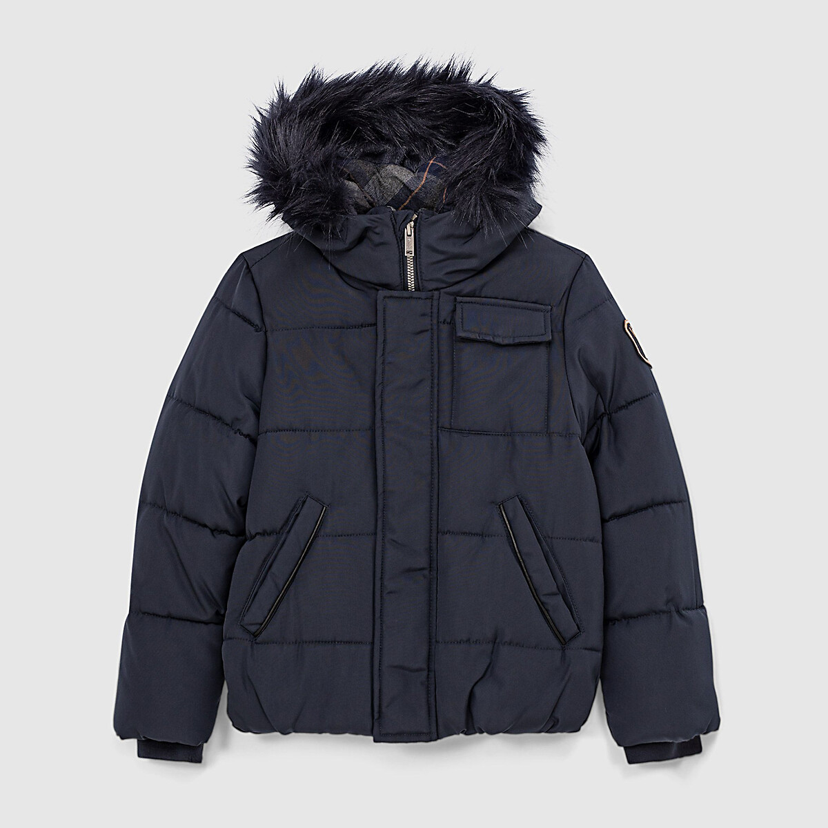 Куртка IKKS JUNIOR Стеганая утепленная с капюшоном 4-14 лет 6 лет - 114 см синий, размер 6 лет - 114 см