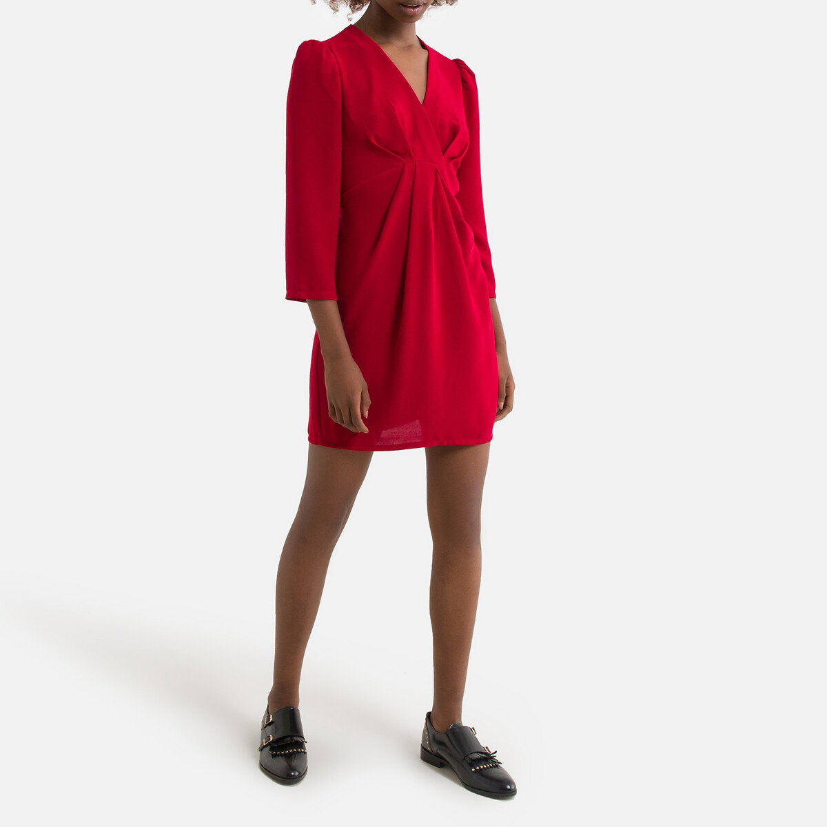 Платье SEE U SOON Короткое с рукавами 34  v-образный вырез 2(M) красный, размер 2(M) Короткое с рукавами 34  v-образный вырез 2(M) красный - фото 2