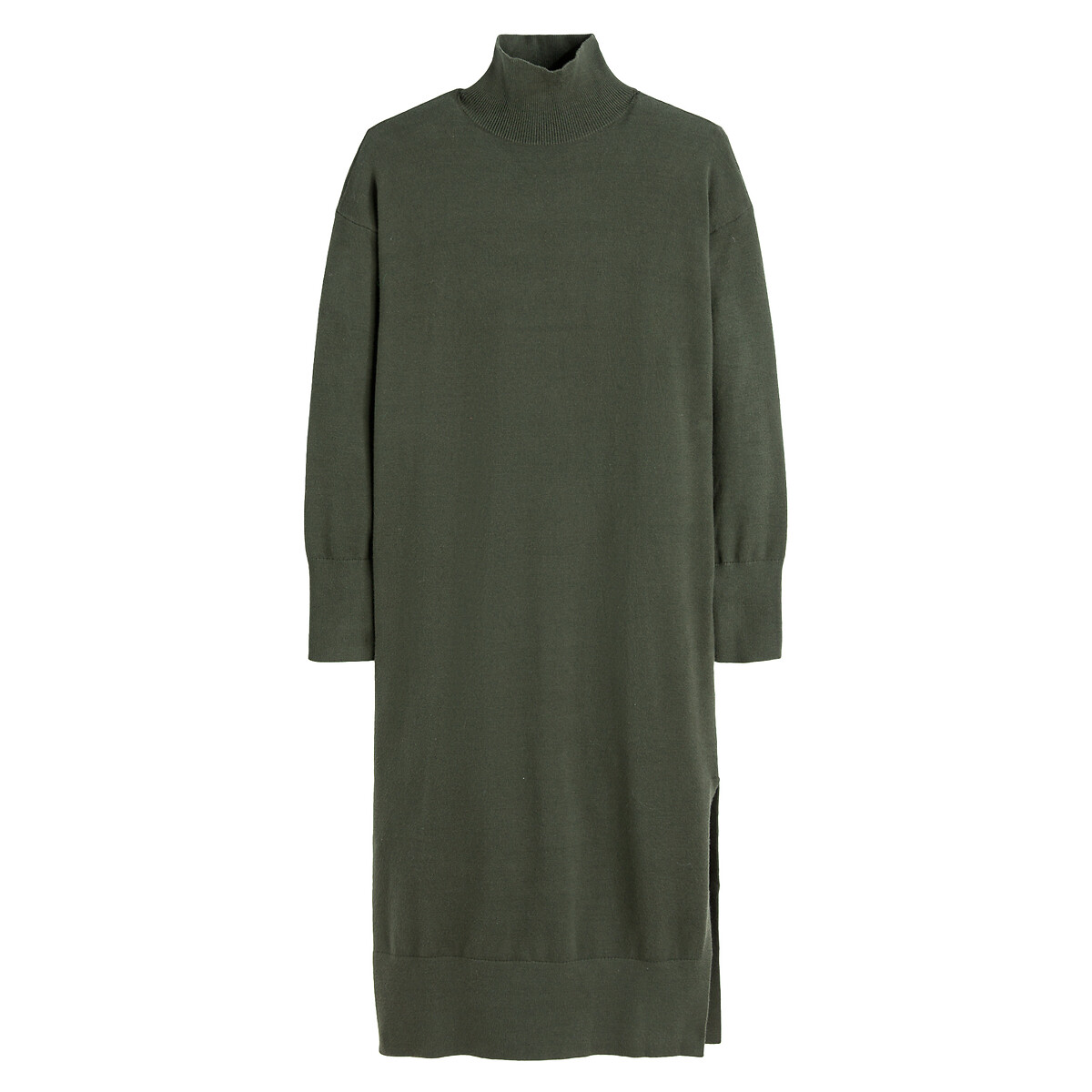 Платье-пуловер воротник с отворотом длинные рукава  XS зеленый LaRedoute, размер XS - фото 5