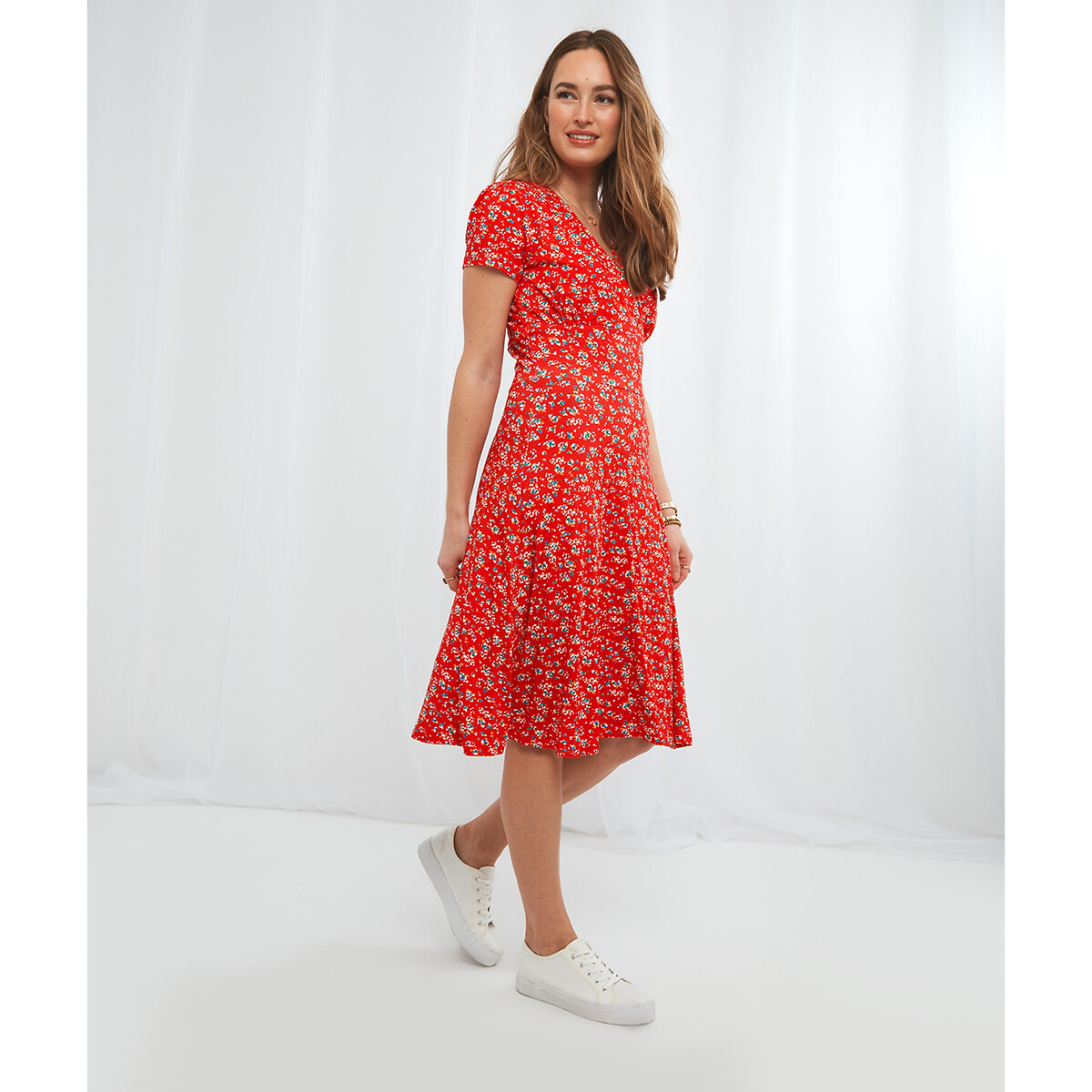 Платье JOE BROWNS Короткое с эффектом запаха приталенное 42 красный, размер 42 - фото 2