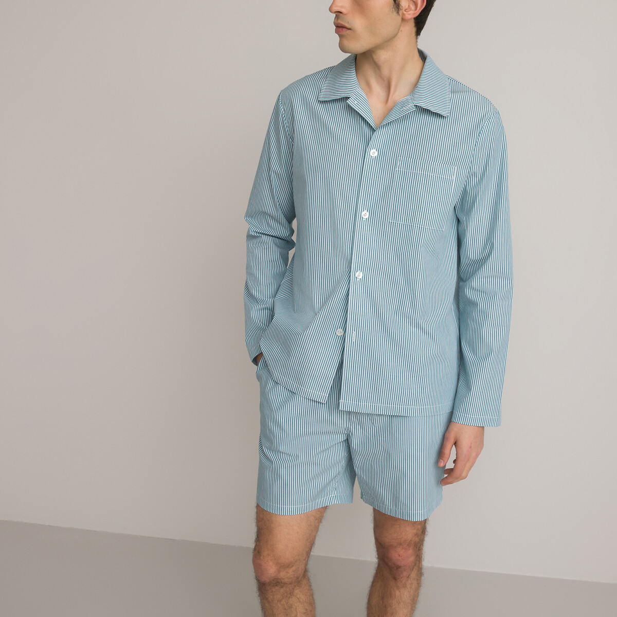 Пижама С принтом в полоску и длинными рукавами 3XL синий