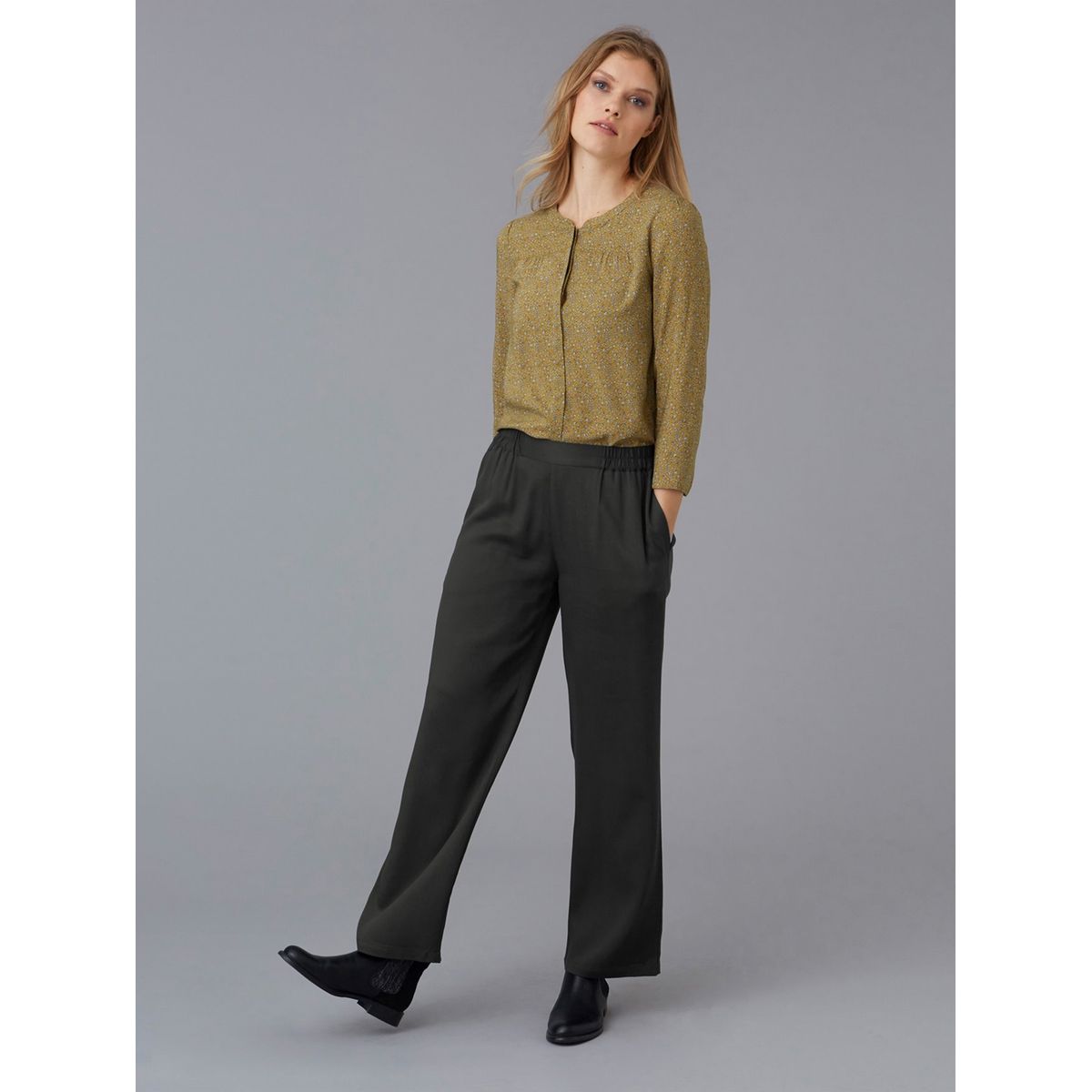 Pantalon femme twill viscose droit 7/8ème, MAZAN