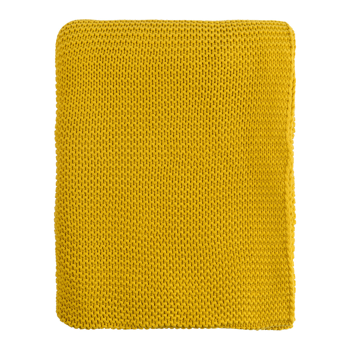 Плед Из хлопка жемчужной вязки Essential 130 x 180 см желтый LaRedoute, размер 130 x 180 см - фото 2