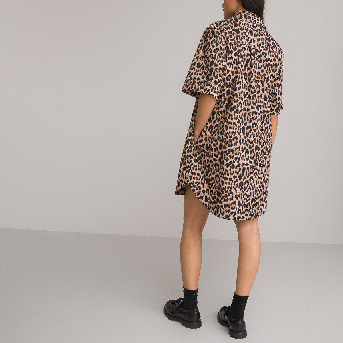 Платье-рубашка Короткое короткие рукава с леопардовым принтом 50 другие LaRedoute, размер 50 - фото 4