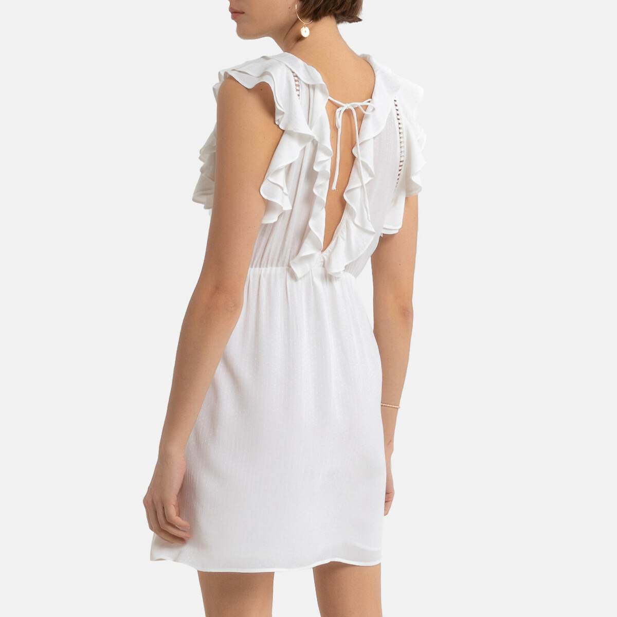 Платье LaRedoute Короткое без рукавов круглый вырез 2(M) белый, размер 2(M) Короткое без рукавов круглый вырез 2(M) белый - фото 4