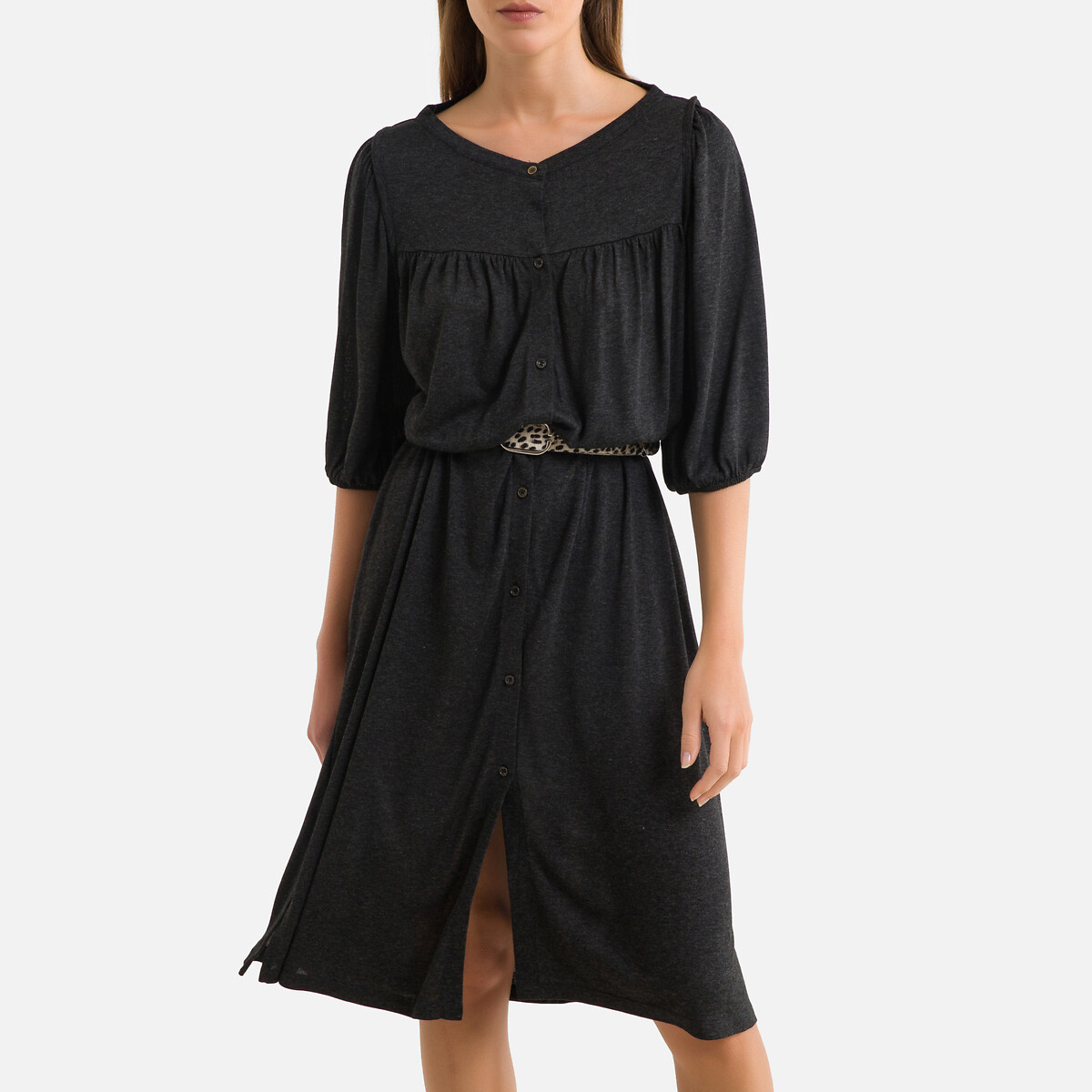 Платье SESSUN С объемными рукавами на пуговицах JIL XS черный, размер XS - фото 1
