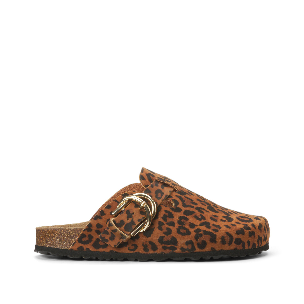 Туфли без задника-сабо из кожи с леопардовым принтом 40 каштановый