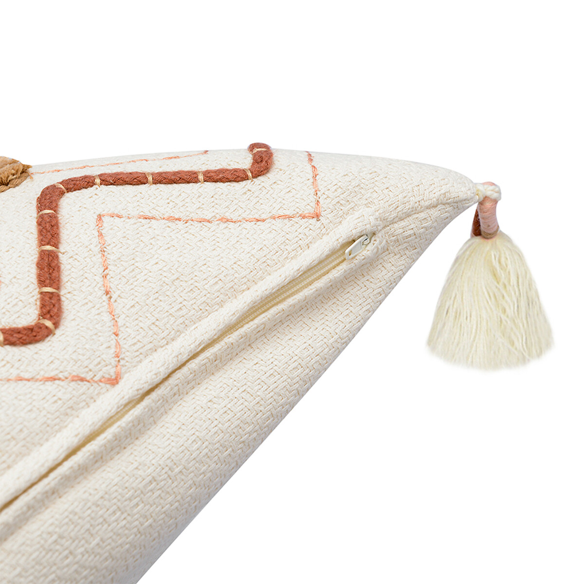 Подушка декоративная с кисточками и вышивкой Geometry из коллекции Ethnic 45х45 см  единый размер разноцветный LaRedoute - фото 4