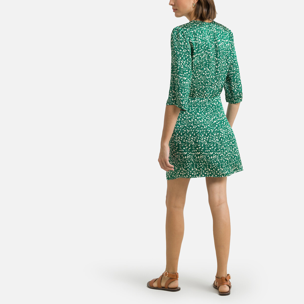 Платье BA&SH Короткое с принтом и V-образным вырезом ERIKA 1(S) зеленый, размер 1(S) Короткое с принтом и V-образным вырезом ERIKA 1(S) зеленый - фото 4