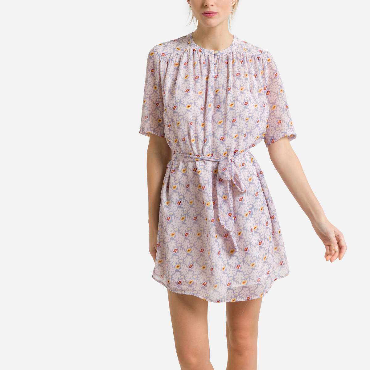 Платье С короткими рукавами и рисунком 1(S) розовый