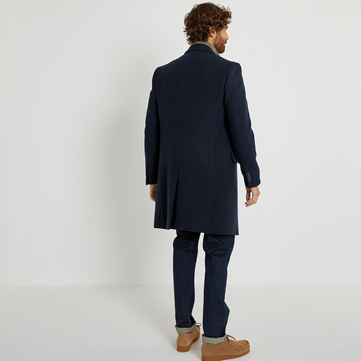 Пальто LaRedoute Средней длины с пиджачным воротником 3XL синий, размер 3XL - фото 4