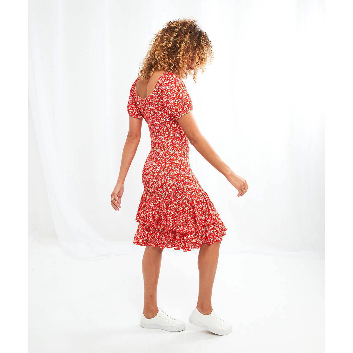 Платье JOE BROWNS Короткое с принтом юбка с воланом 46 красный, размер 46 - фото 2