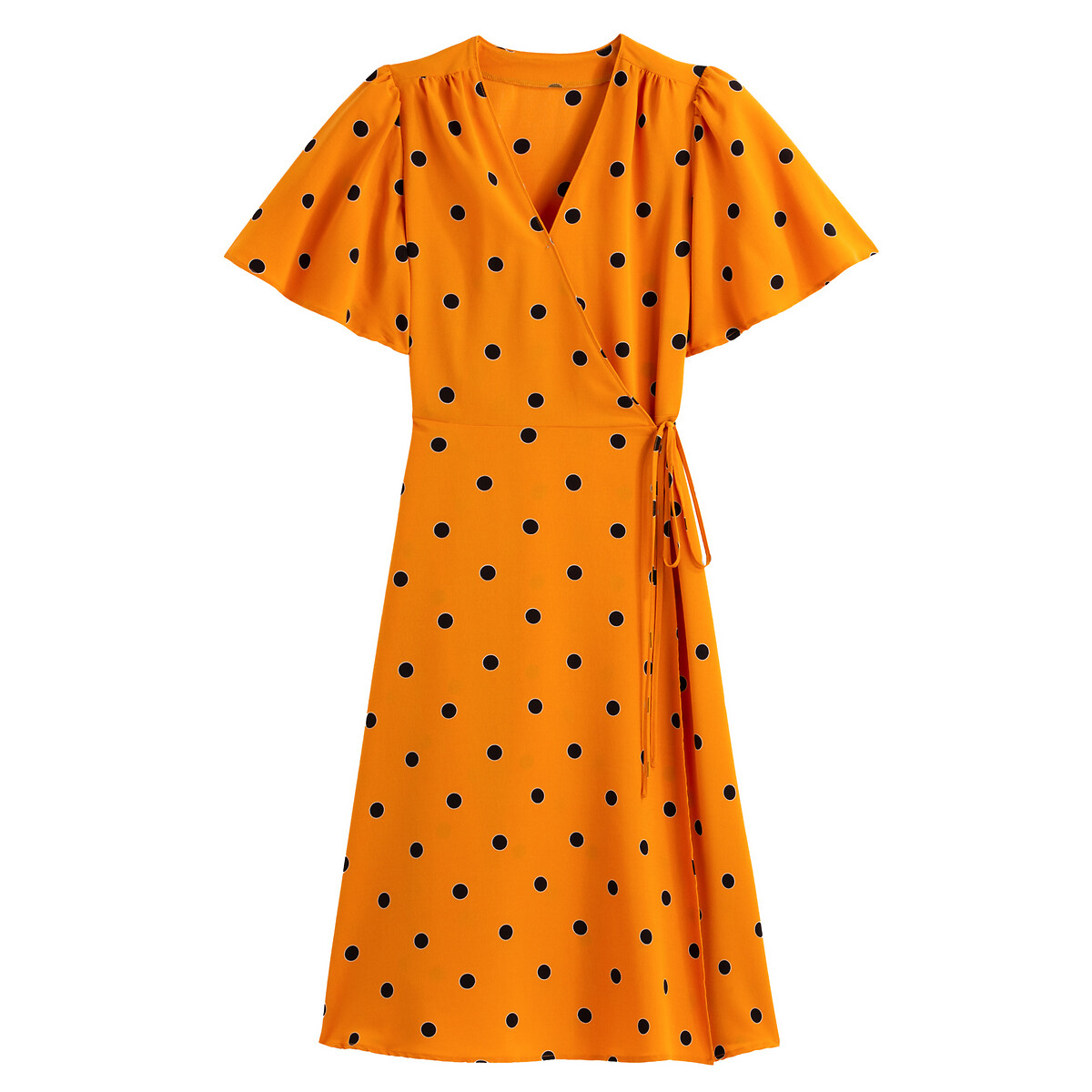 Платье LaRedoute С запахом принт в горошек 40 (FR) - 46 (RUS) желтый, размер 40 (FR) - 46 (RUS) С запахом принт в горошек 40 (FR) - 46 (RUS) желтый - фото 5