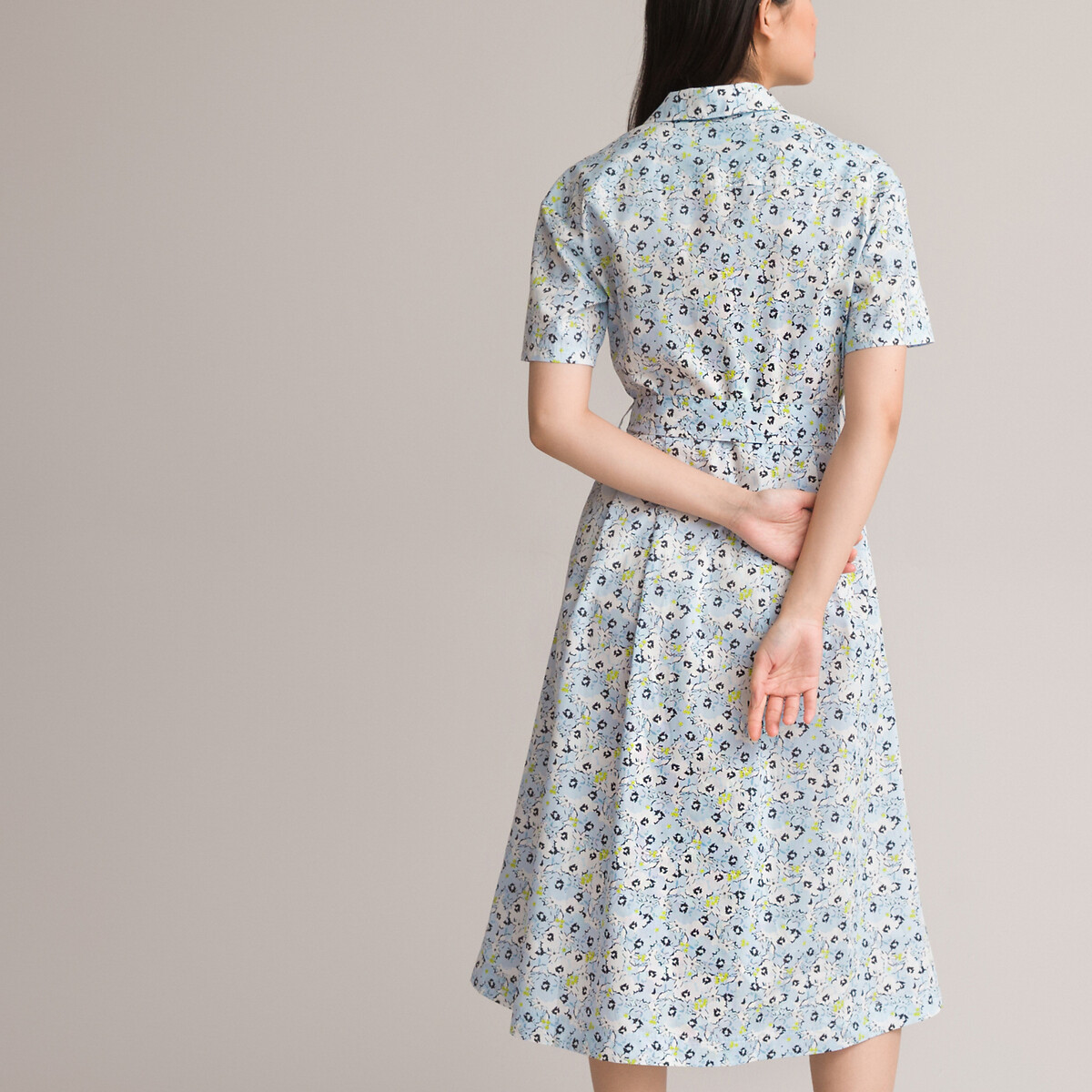 Платье-рубашка Расклешенное длинное с принтом цветы 58 разноцветный LaRedoute, размер 58 - фото 4
