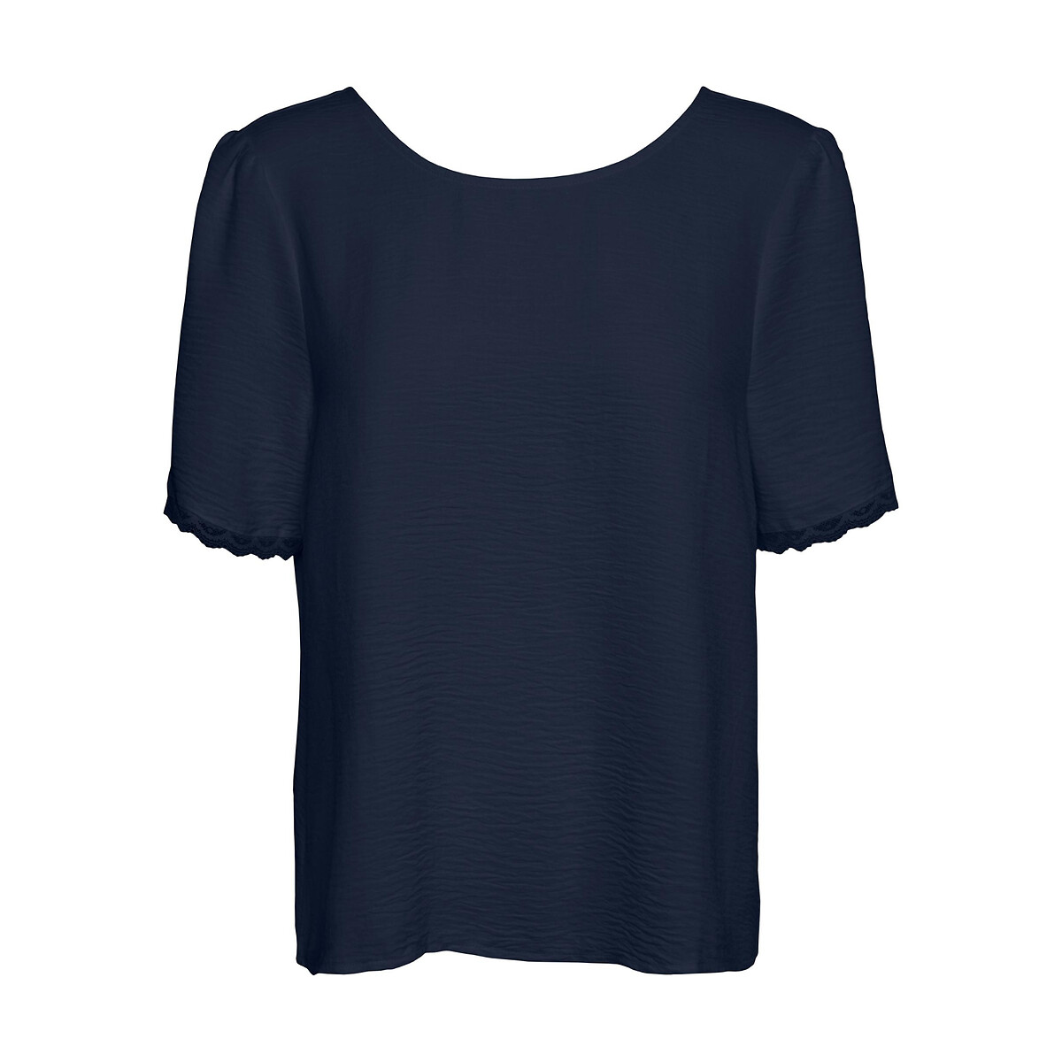 Блузка VERO MODA С короткими рукавами и круглым вырезом S синий, размер S - фото 2