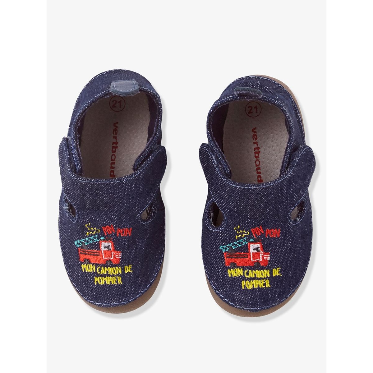 Chaussons bébé toile denim
