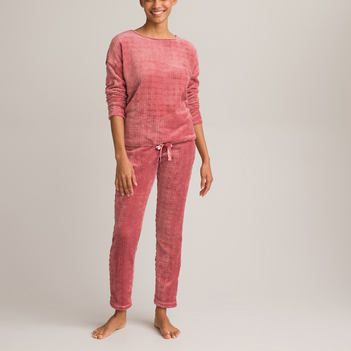 Пижама Из флисового рельефного трикотажа 34/36 (FR) - 40/42 (RUS) розовый